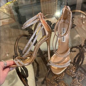 Steve Madden Shimmering Rose Gold Strappy Heels